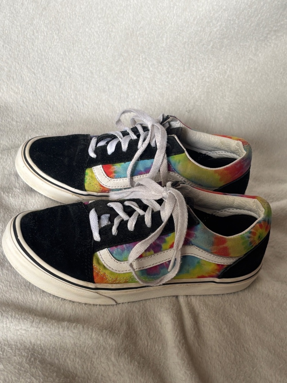 Vans Old Skool Tie Dye Sneakers Youth 3 / Women’s 5 Rainbow Black White - Picture 2 of 10